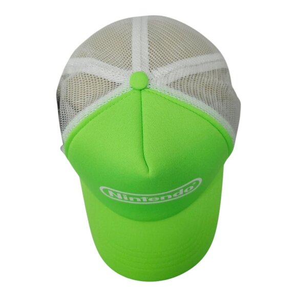 Nintendo Logo Mesh Snapback Cap Trucker Baseball Foam Hat NES Neon Green NEW - Picture 6 of 13